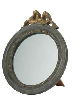 Grey Mirror w/ Gold Bow Round