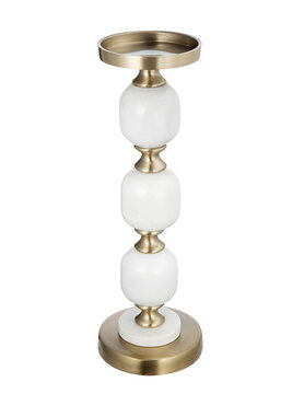 Marble/Gold Pillar Candle Holder 15"