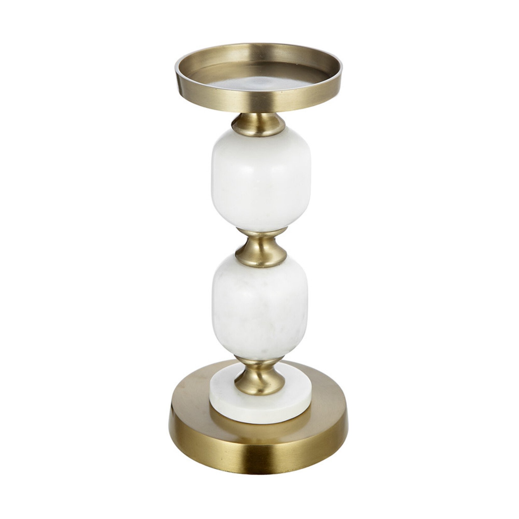 Marble/Gold Pillar Candle Holder 11"