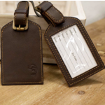 Etched Fish Leather Luggage Tag