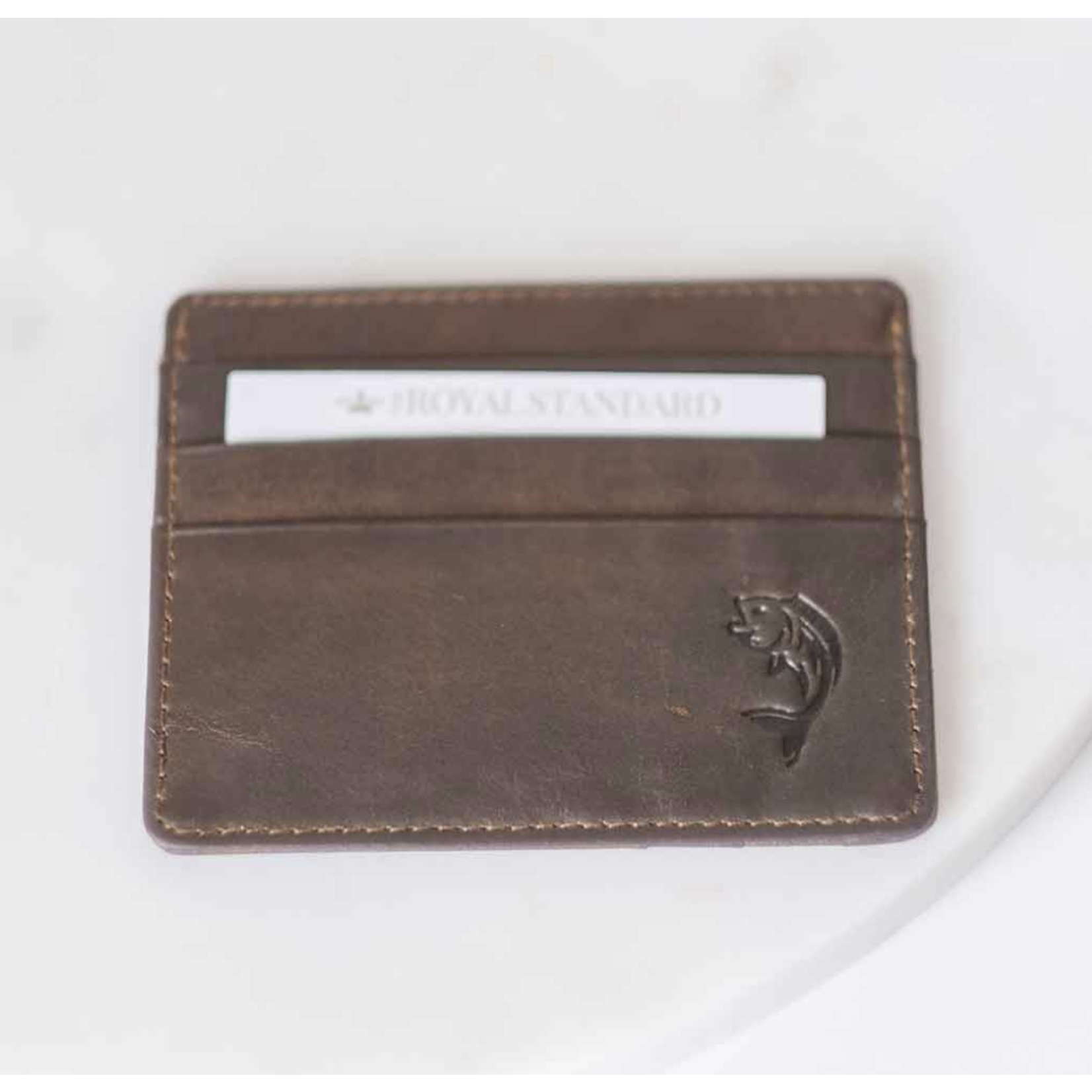 Fish Etched Leather Slim Wallet