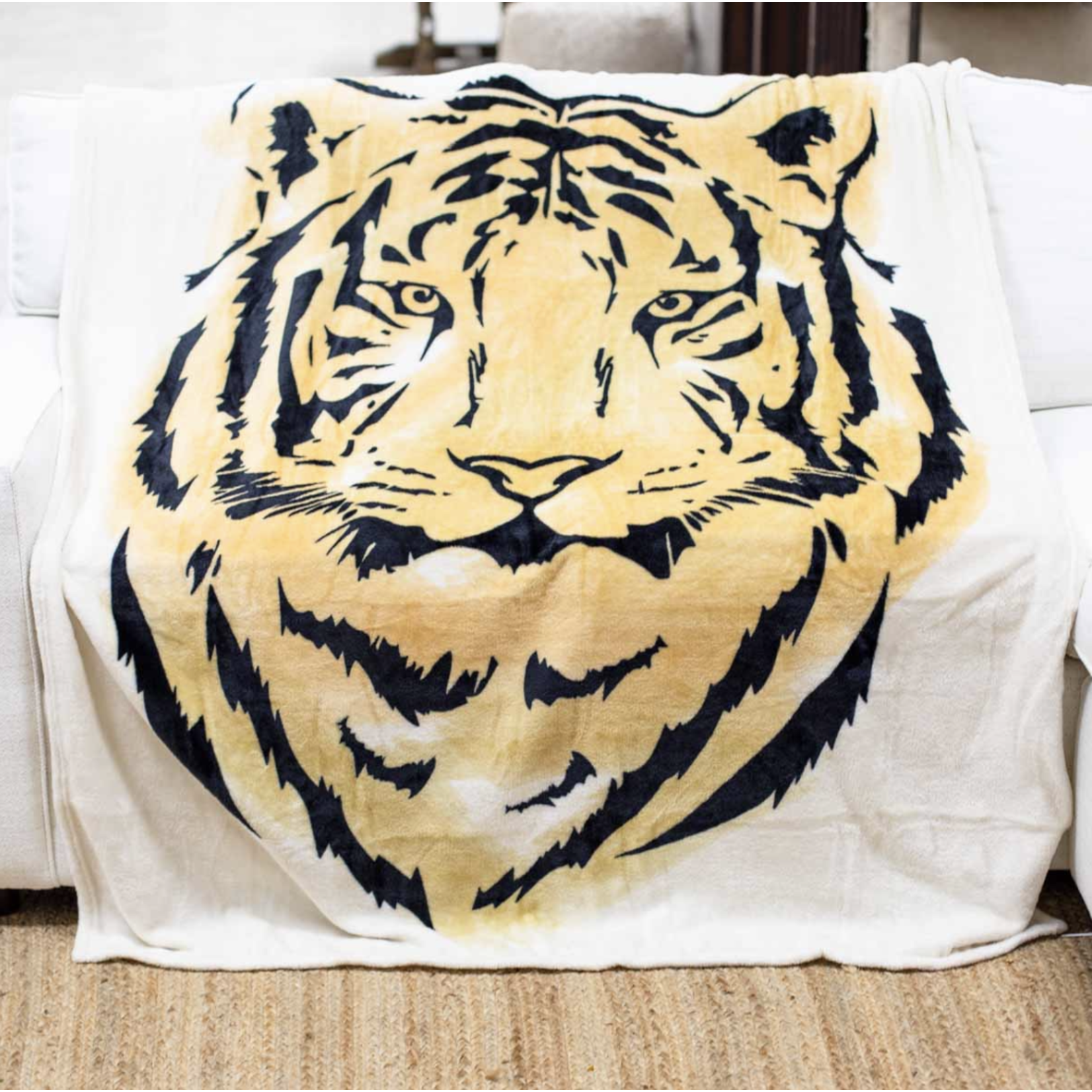 Tiger Face Throw Oatmeal/Camel