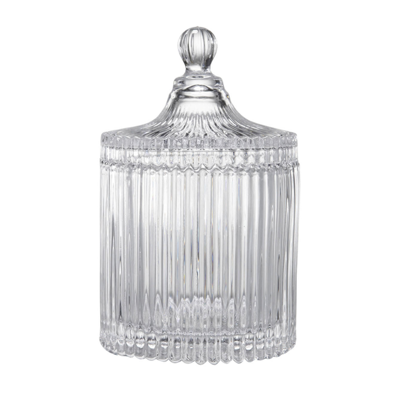 Ribbed Glass Lidded Jar