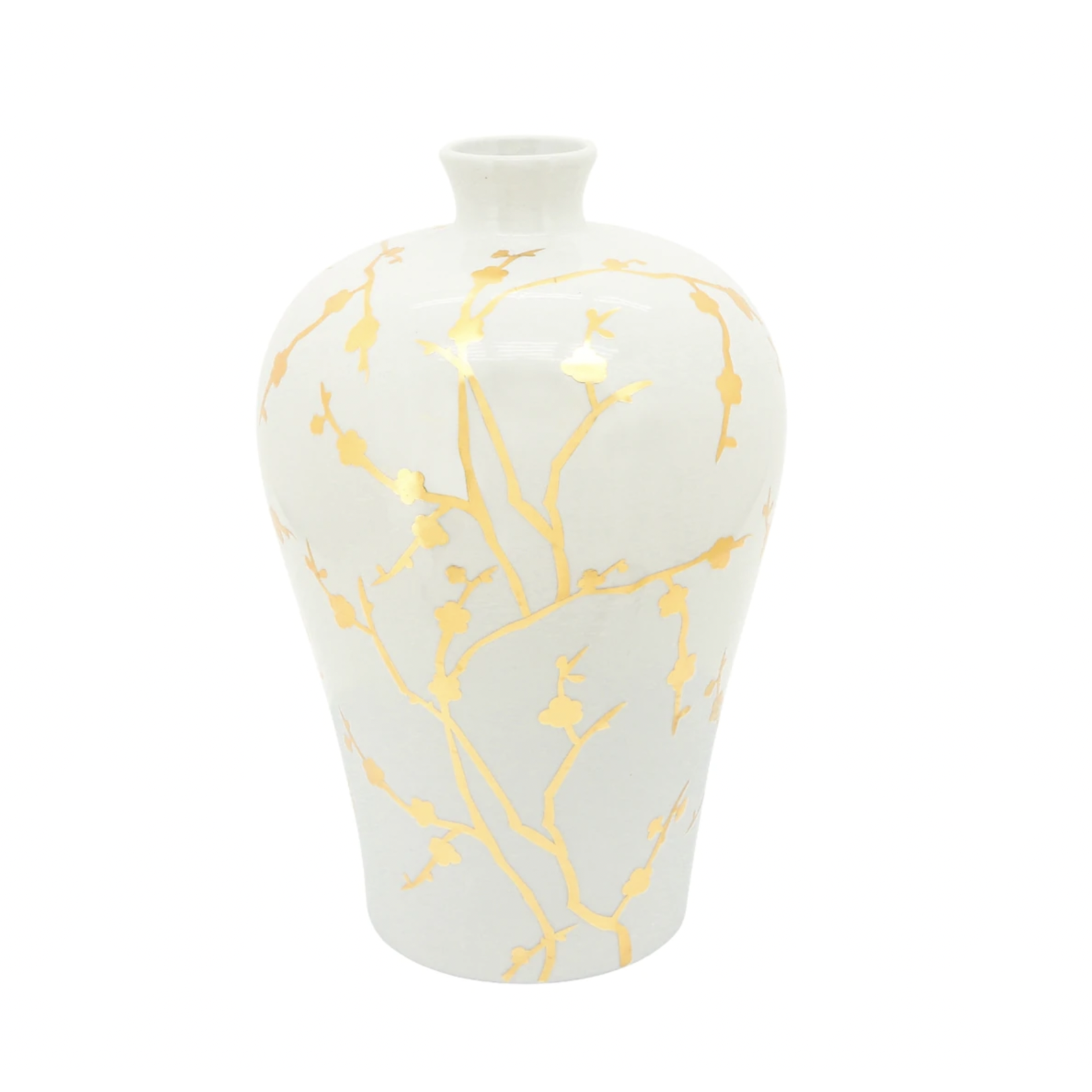 Alice White/Gold Blossom Branch Vase 15"