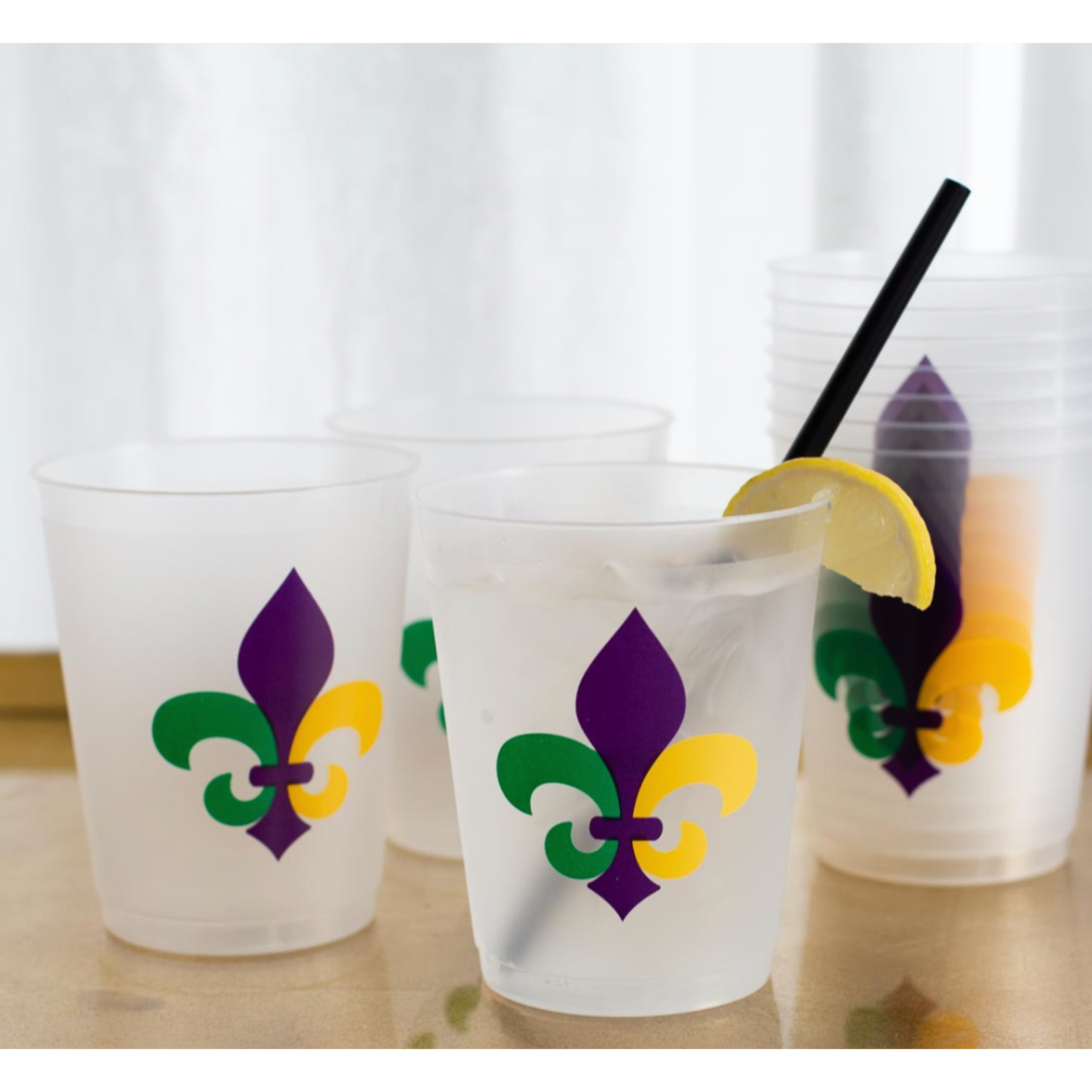 Mardi Gras Fleur Frosted Party Cup S/10