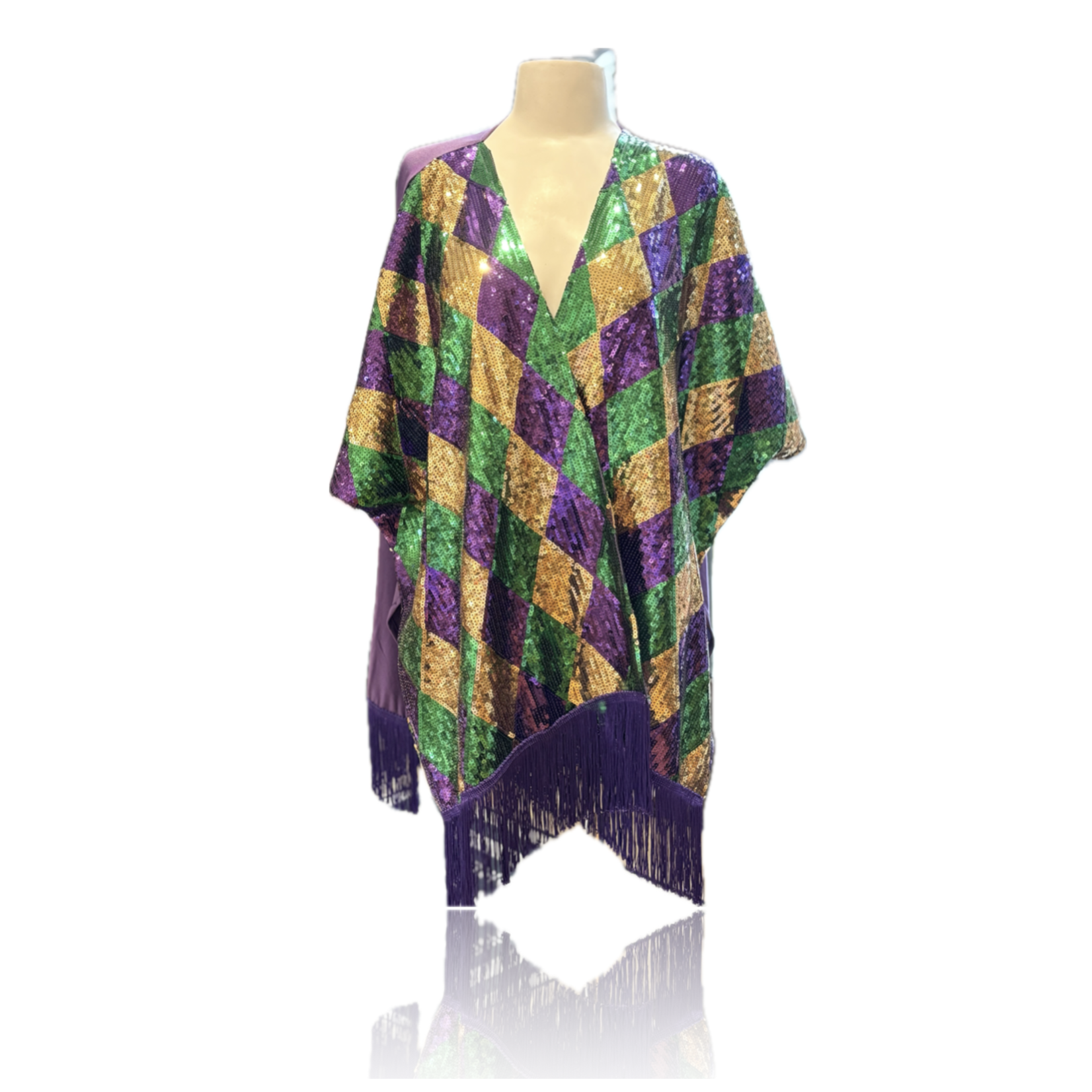 Harlequin Sequin Cover Up w/ Fringe