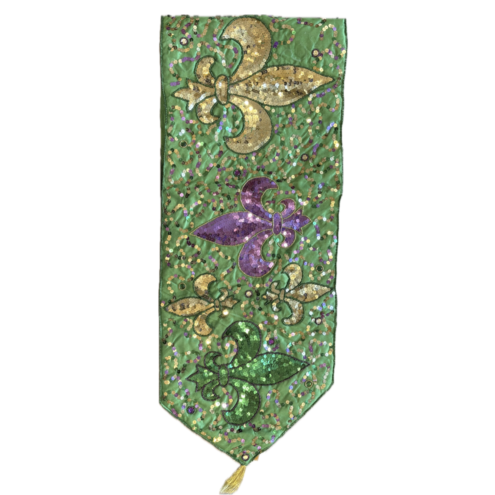 Fleur De Lis Table Runner Green 12x52