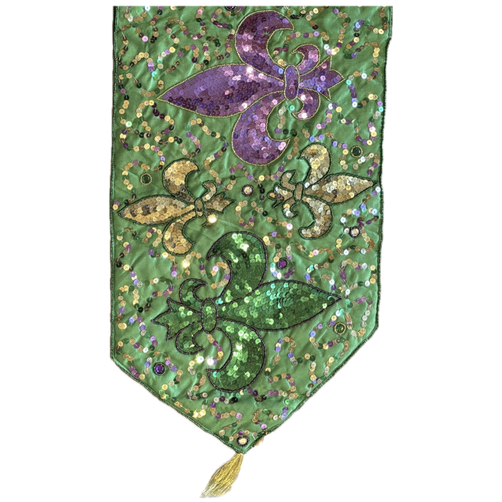 Fleur De Lis Table Runner Green 12x52