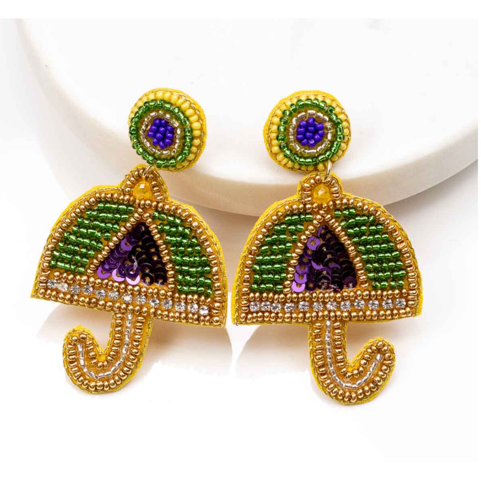 Mardi Gras Second Line Beaded Earrings