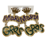Mardi Gras Word Earrings
