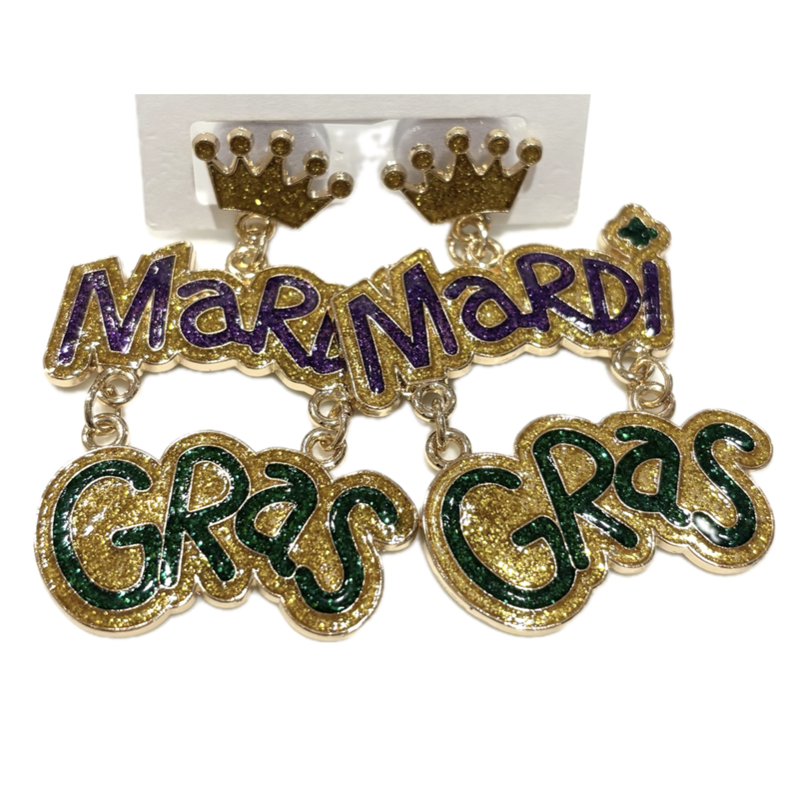 Mardi Gras Word Earrings