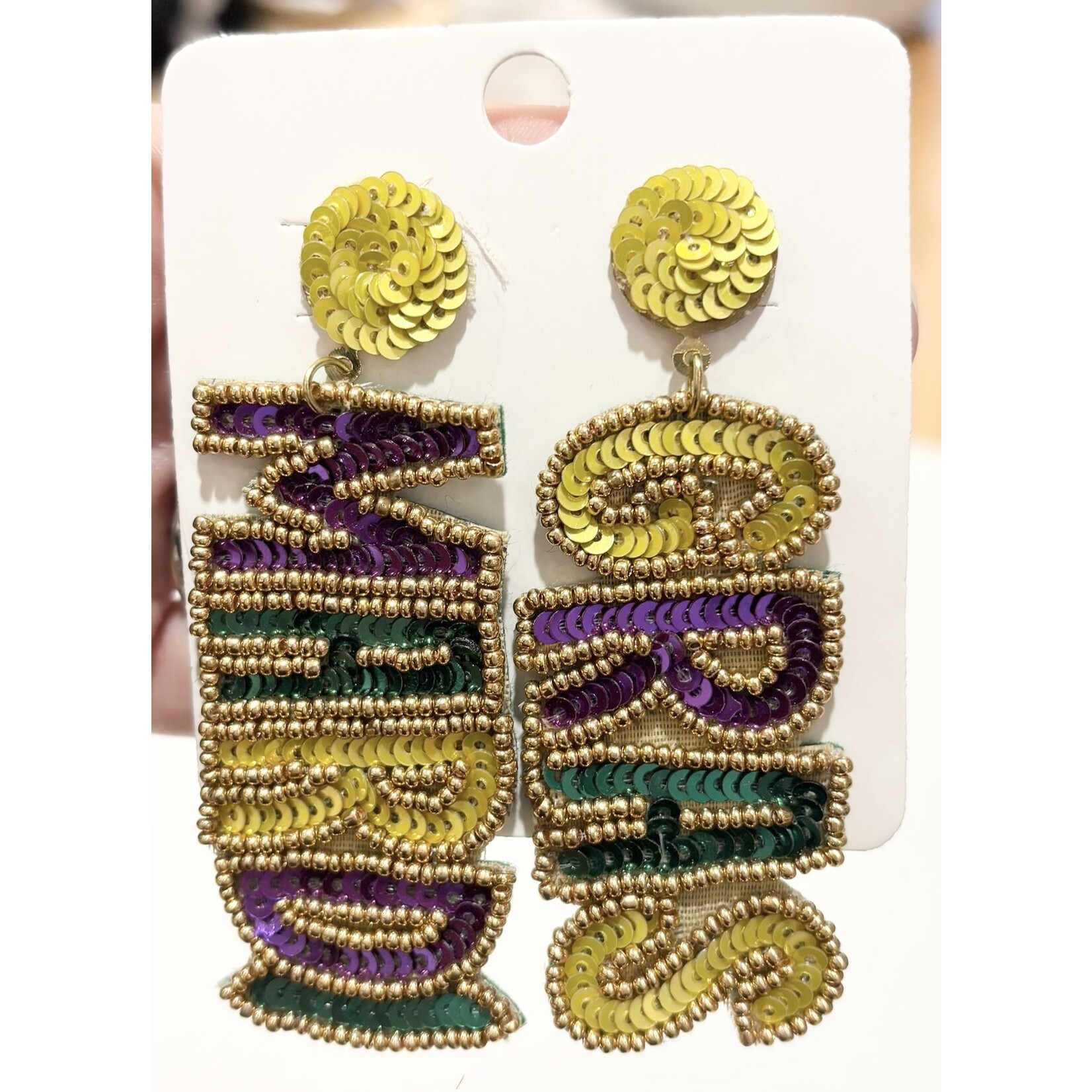 Mardi Gras Sequin Earrings