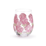 Pink Hydrangea Stemless Wine Glass