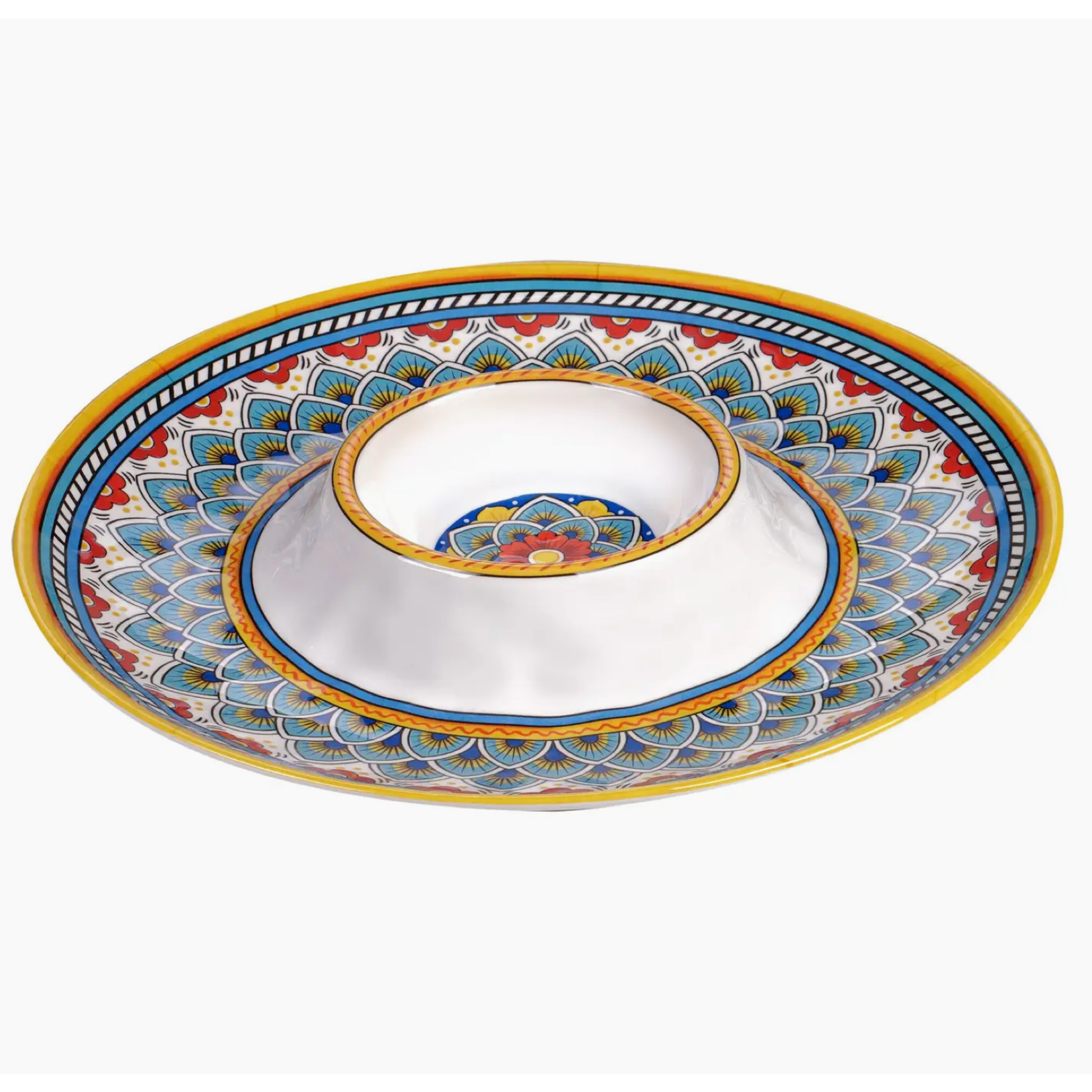Portofino Melamine Chip & Dip Tray 14.5" DIA