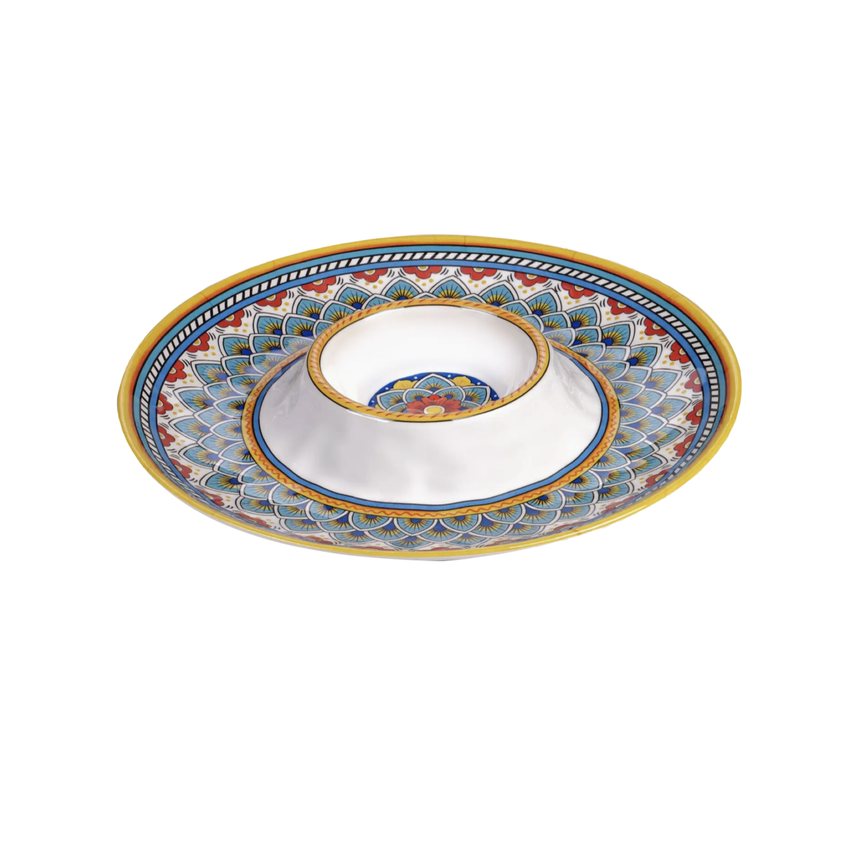 Portofino Melamine Chip & Dip Tray 14.5" DIA