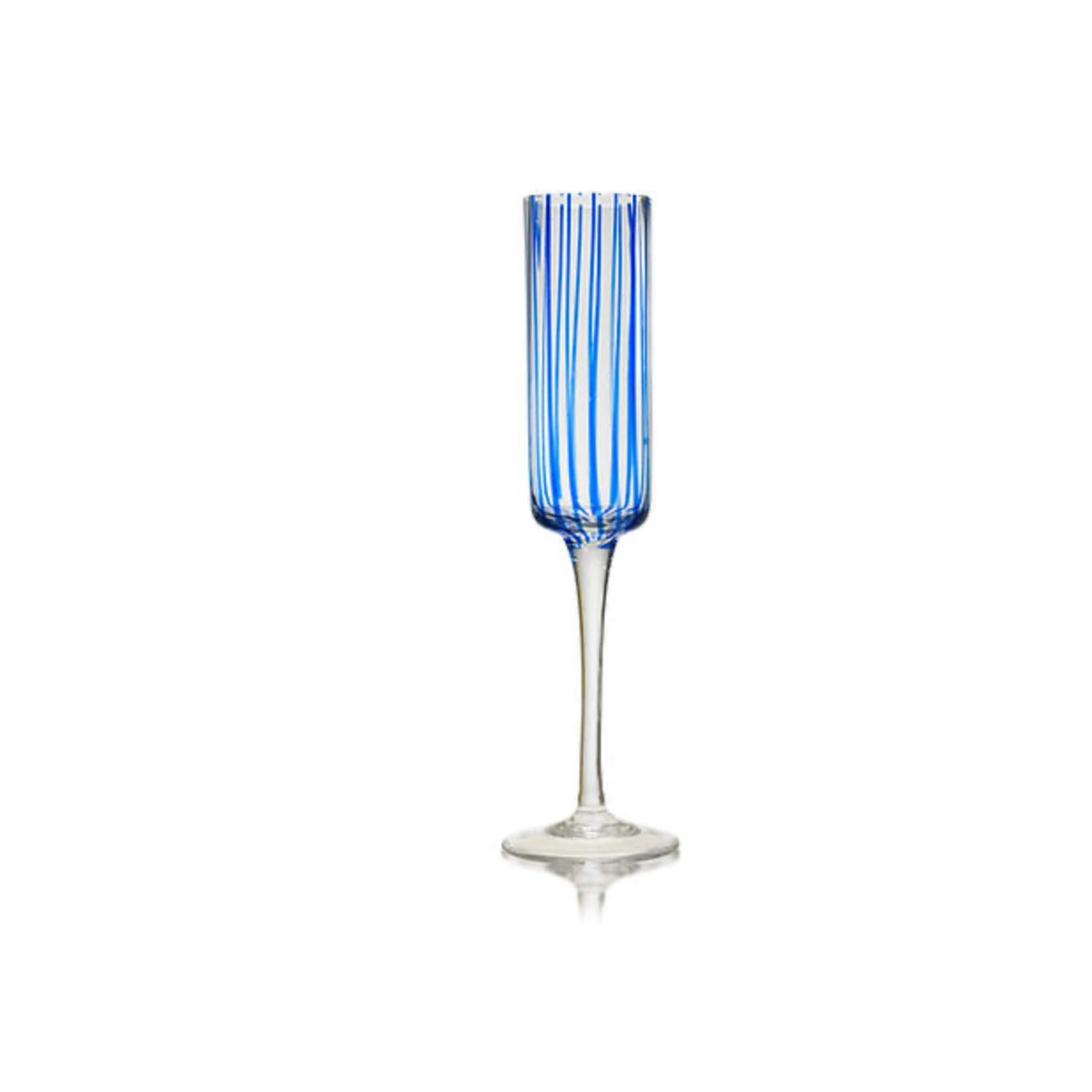 Striped Cobalt Champagne Flute