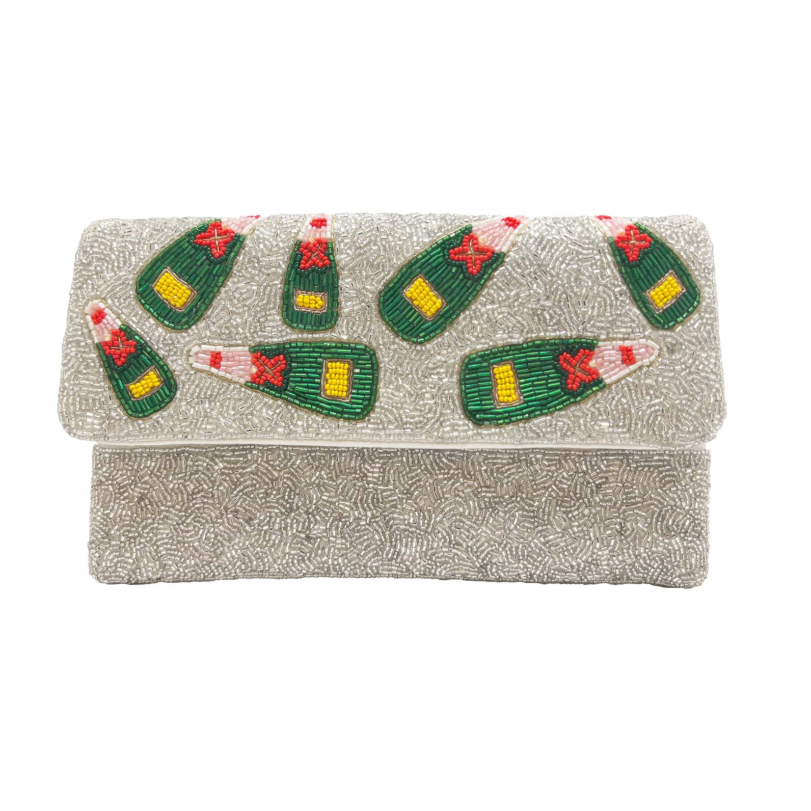 Silver Champagne Beaded Clutch