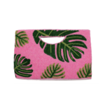 Hot Pink Palm Leaf Beaded Clutch