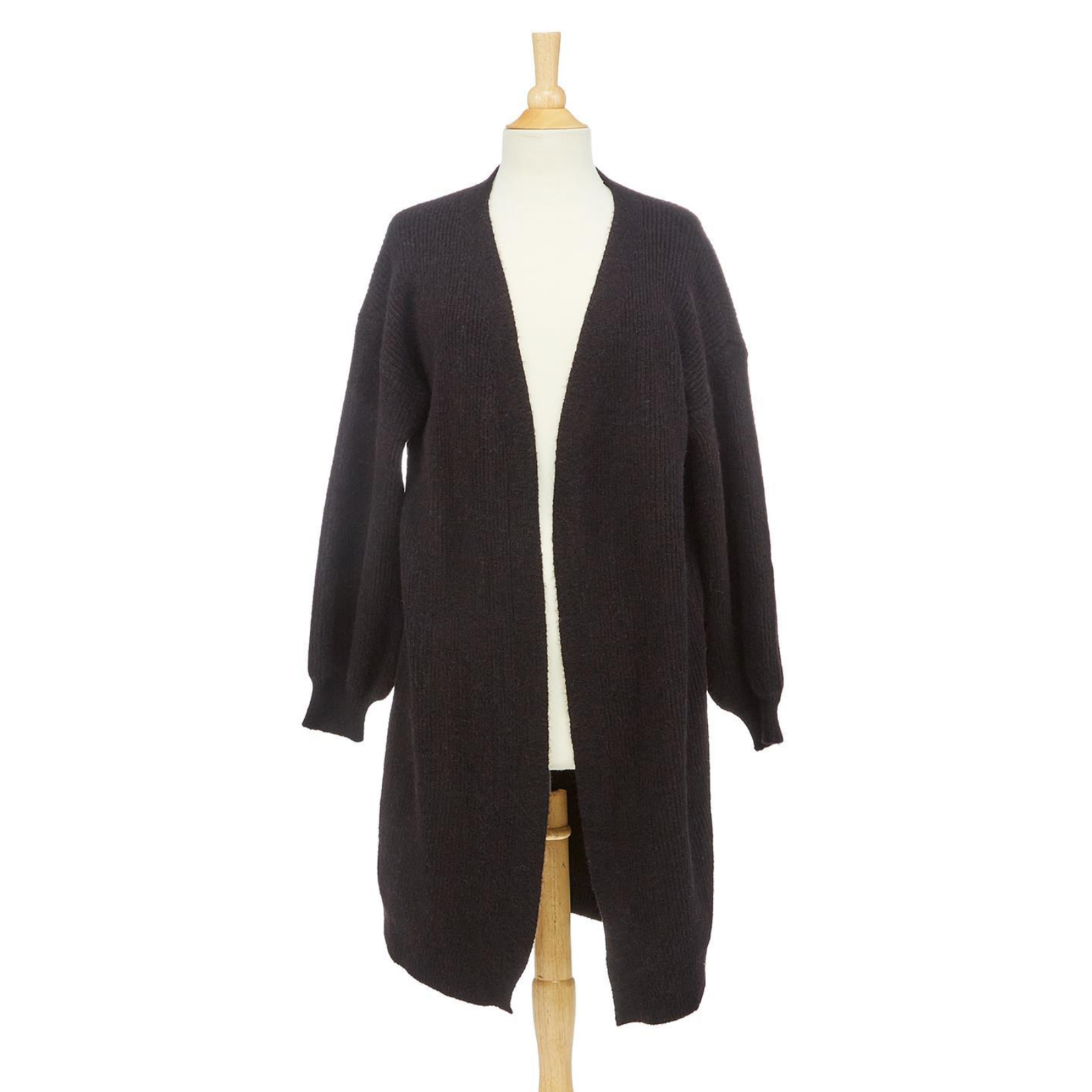 Open Front Cardigan CHARCOAL
