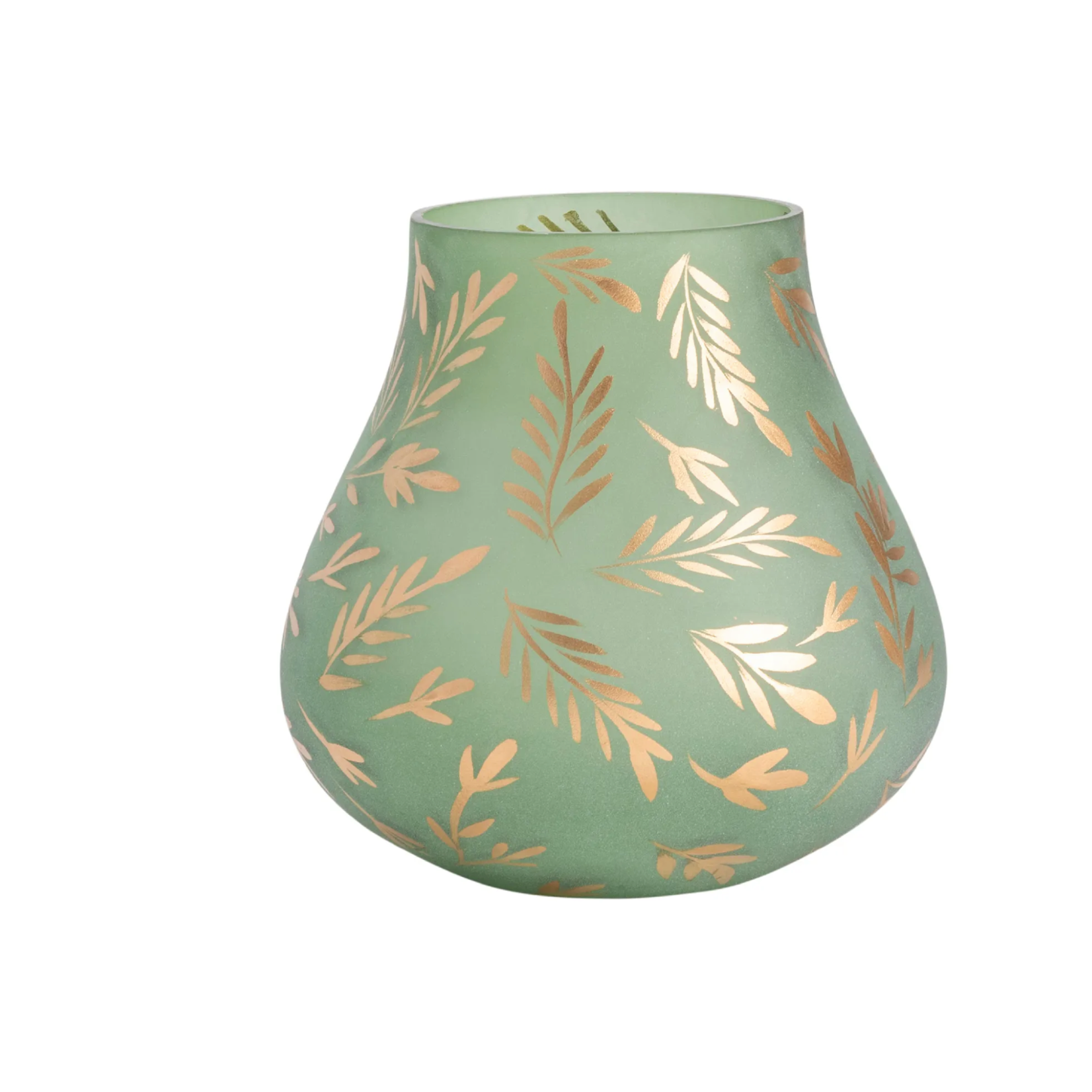 Sage Gold Leaves Vase 8.5"