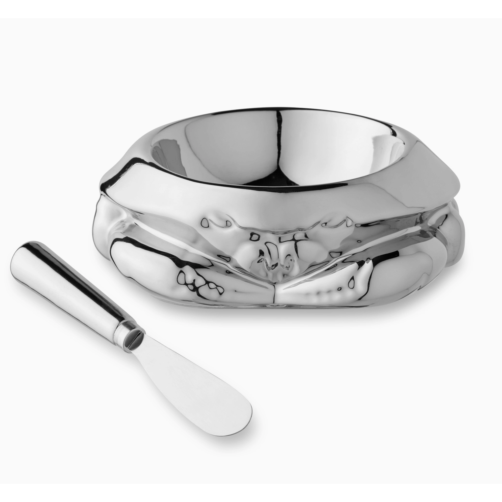 Silver Plated Crab Dip Bowl & Spreader Set