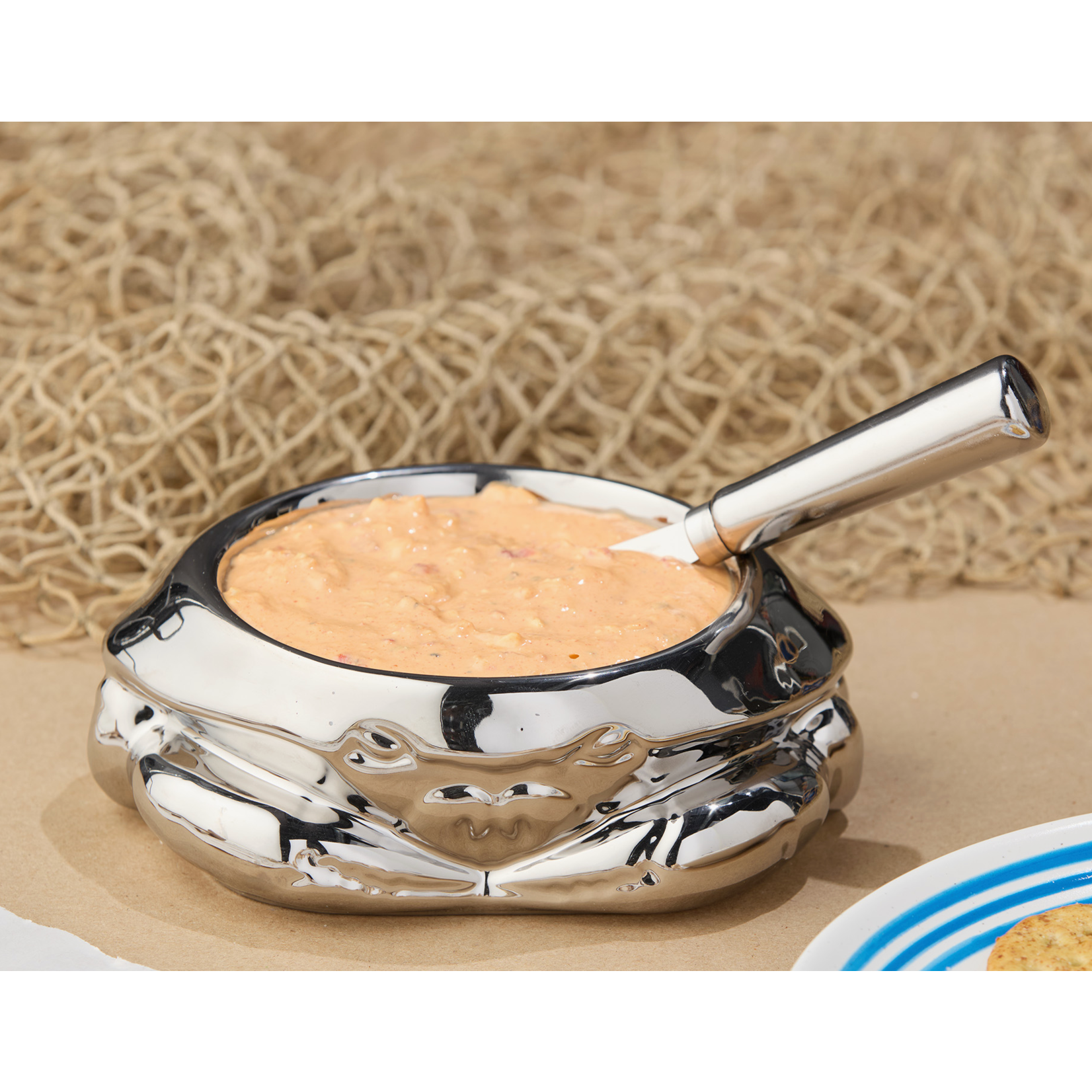 Silver Plated Crab Dip Bowl & Spreader Set