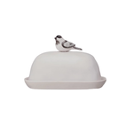 Perched Bird Stoneware Butter Dish