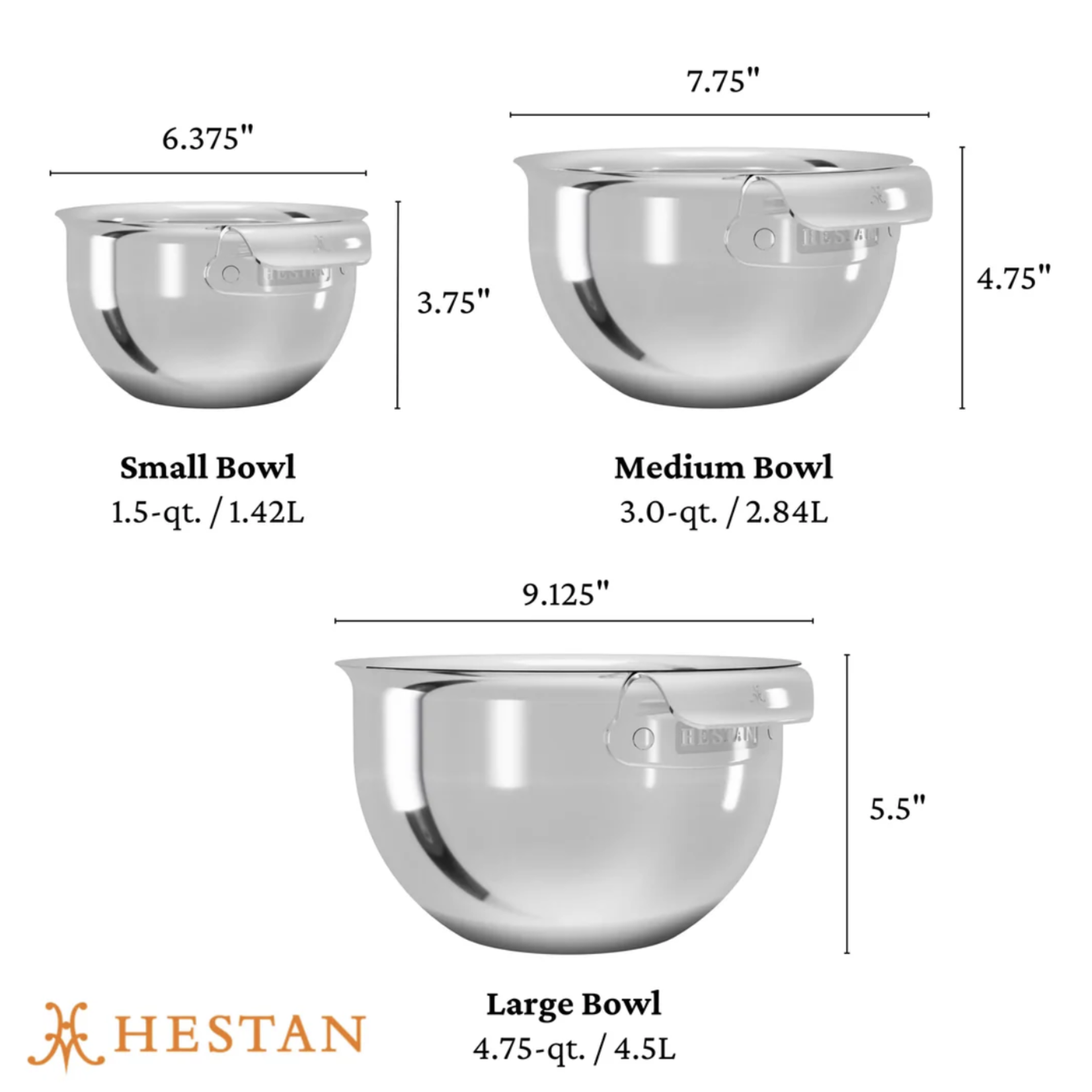 Hestan Stainless Steel Mixing Bowl S/3