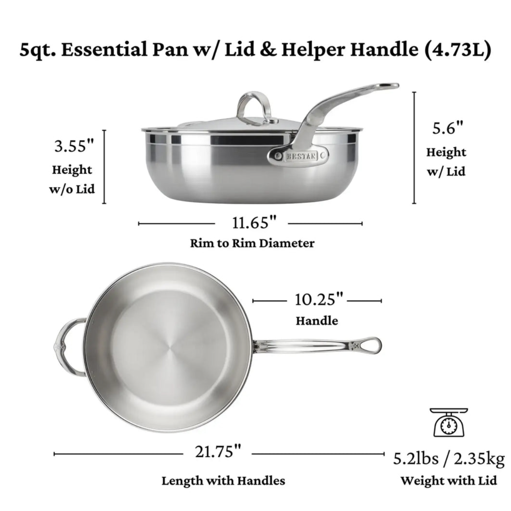 Hestan ProBond Forged 5qt Stainless Steel Professional Pan