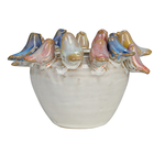 5x3 Stoneware Planter w/ Colorful Birds on Rim