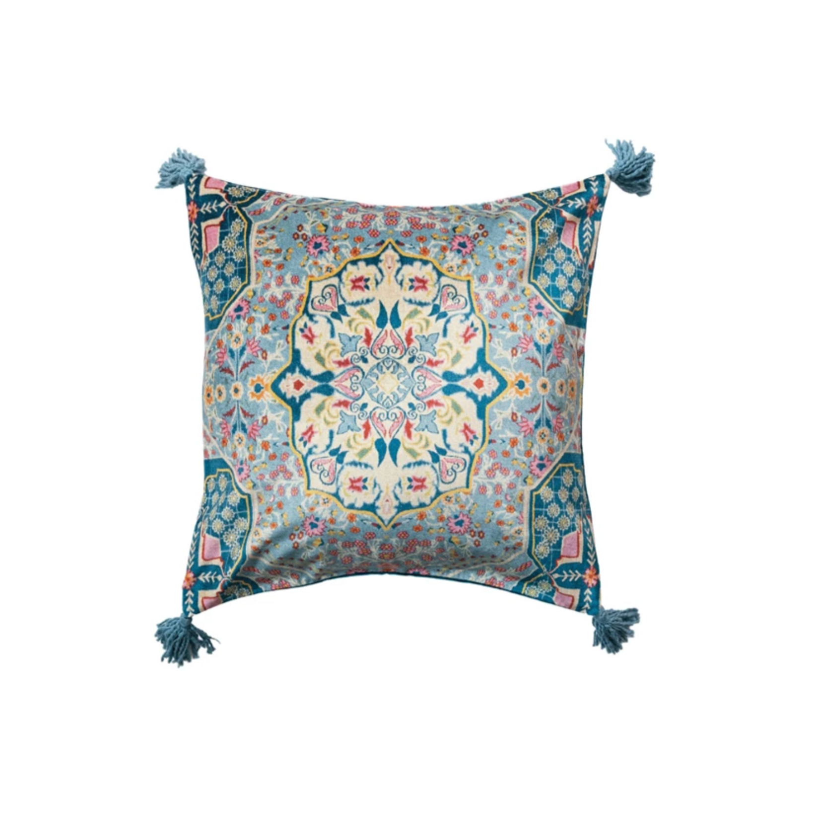 Cotton Pastel Pattern Throw Pillow w/ Tassels 20"