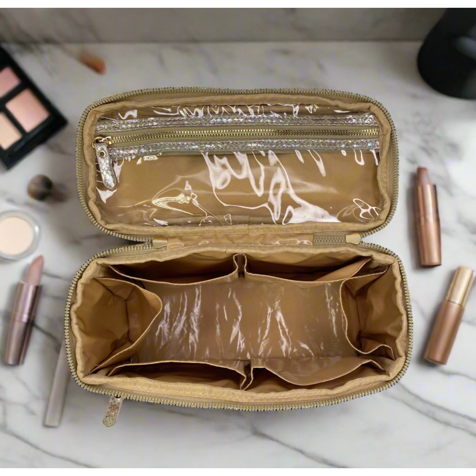 Train Travel Makeup Case GLIMMER LEOPARD