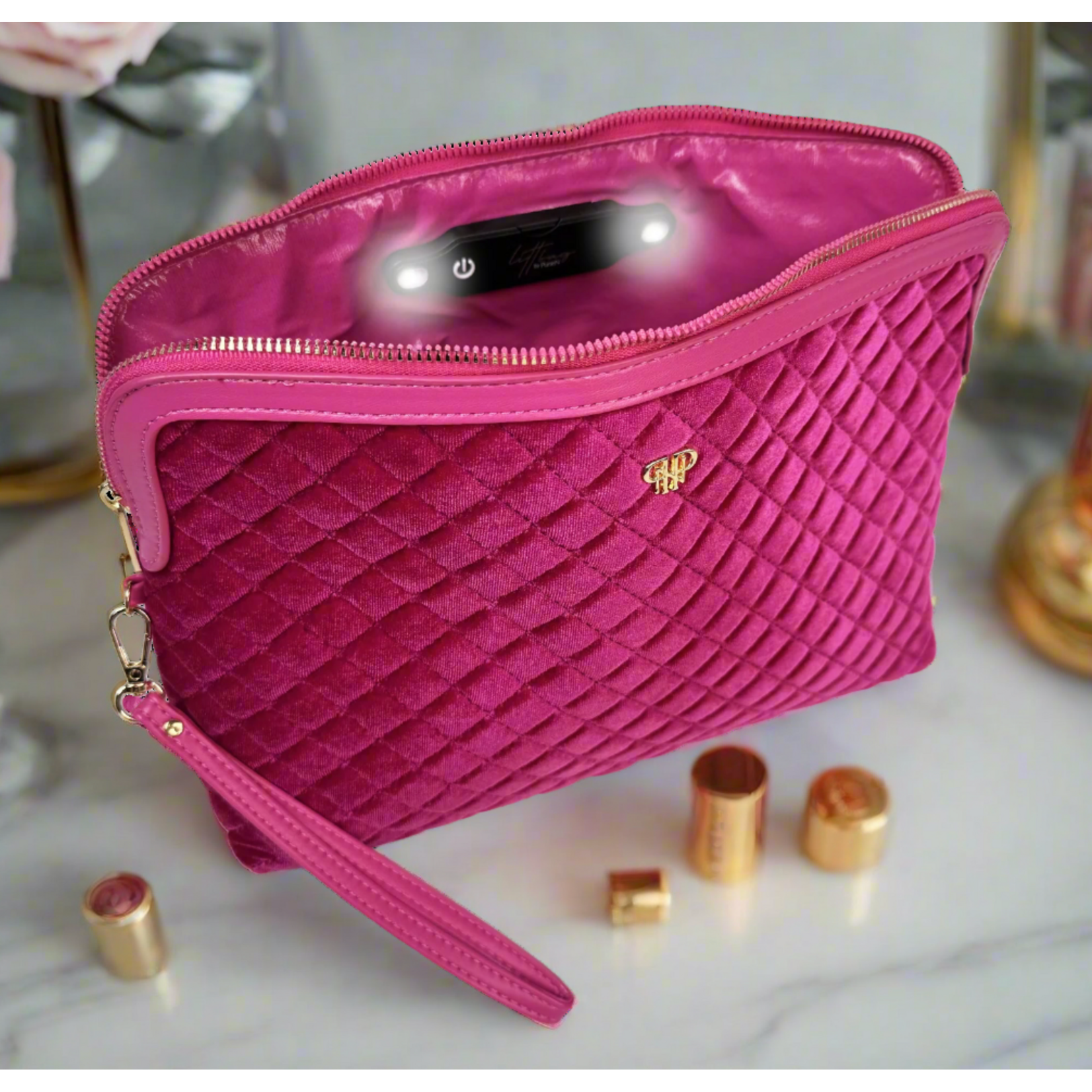 Fuchsia Velvet LITT Makeup Bag