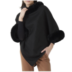 Women's BLACK Vegan Fur Collar/Cuff Poncho