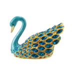 Blue/Gold Jeweled Peacock Trinket Box