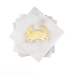 Marble Coasters w/Gold Crab