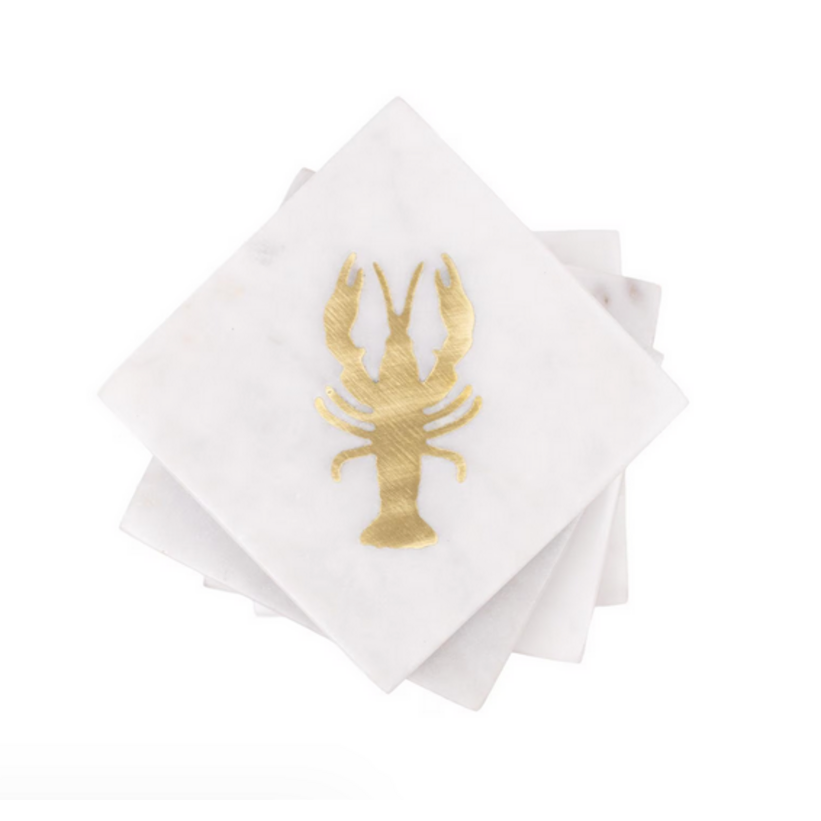 Marble Coasters w/Gold Crawfish