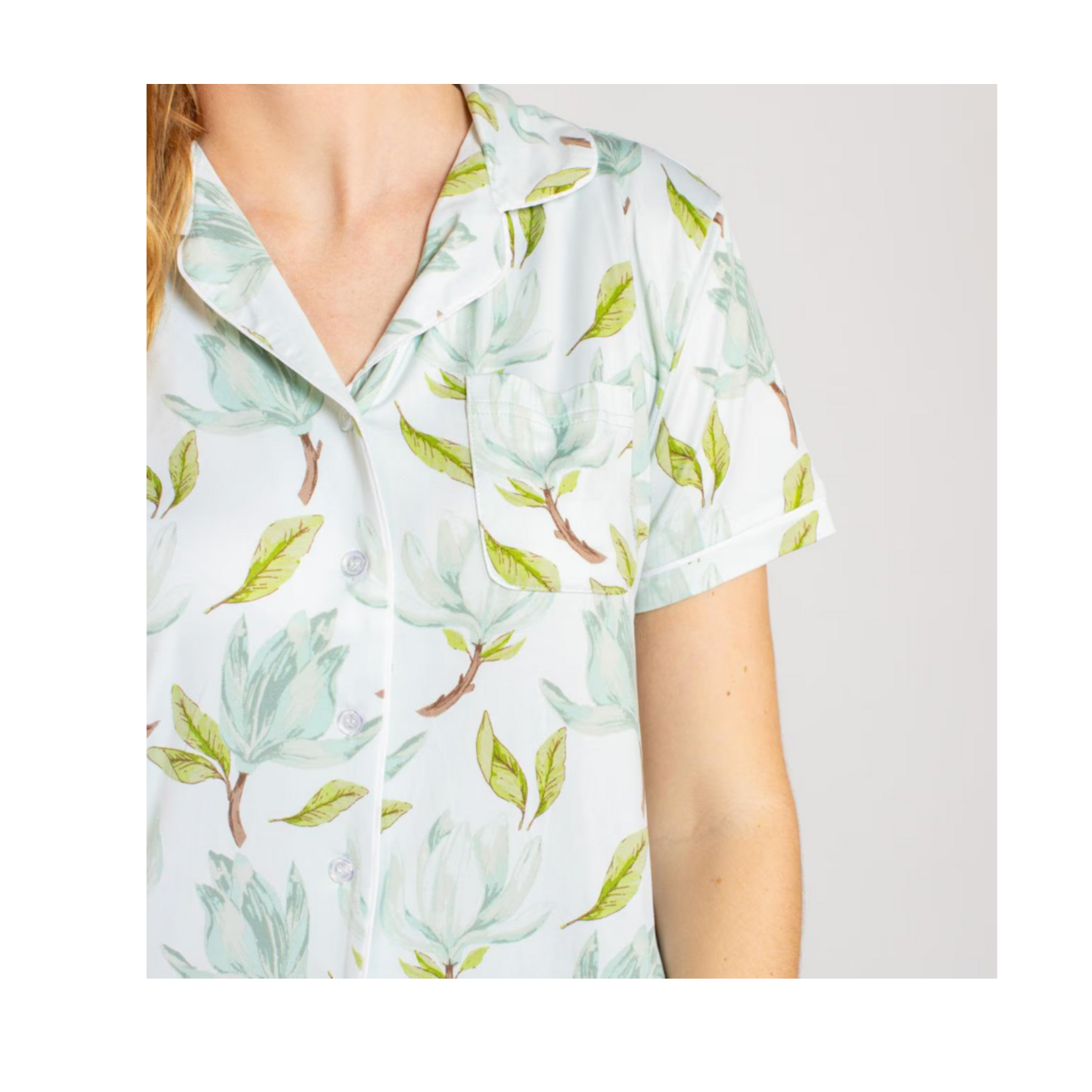 Women's Audrey Short Sleeve Button Up Sleep Shirt LARGE