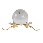 Gold Dragonfly Crystal Ball Paperweight