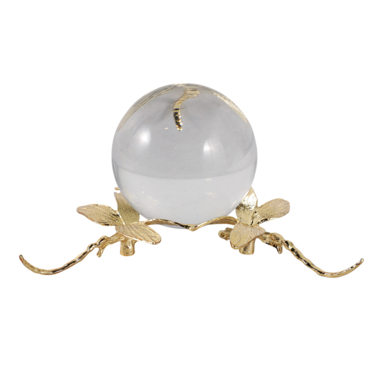 Gold Dragonfly Crystal Ball Paperweight