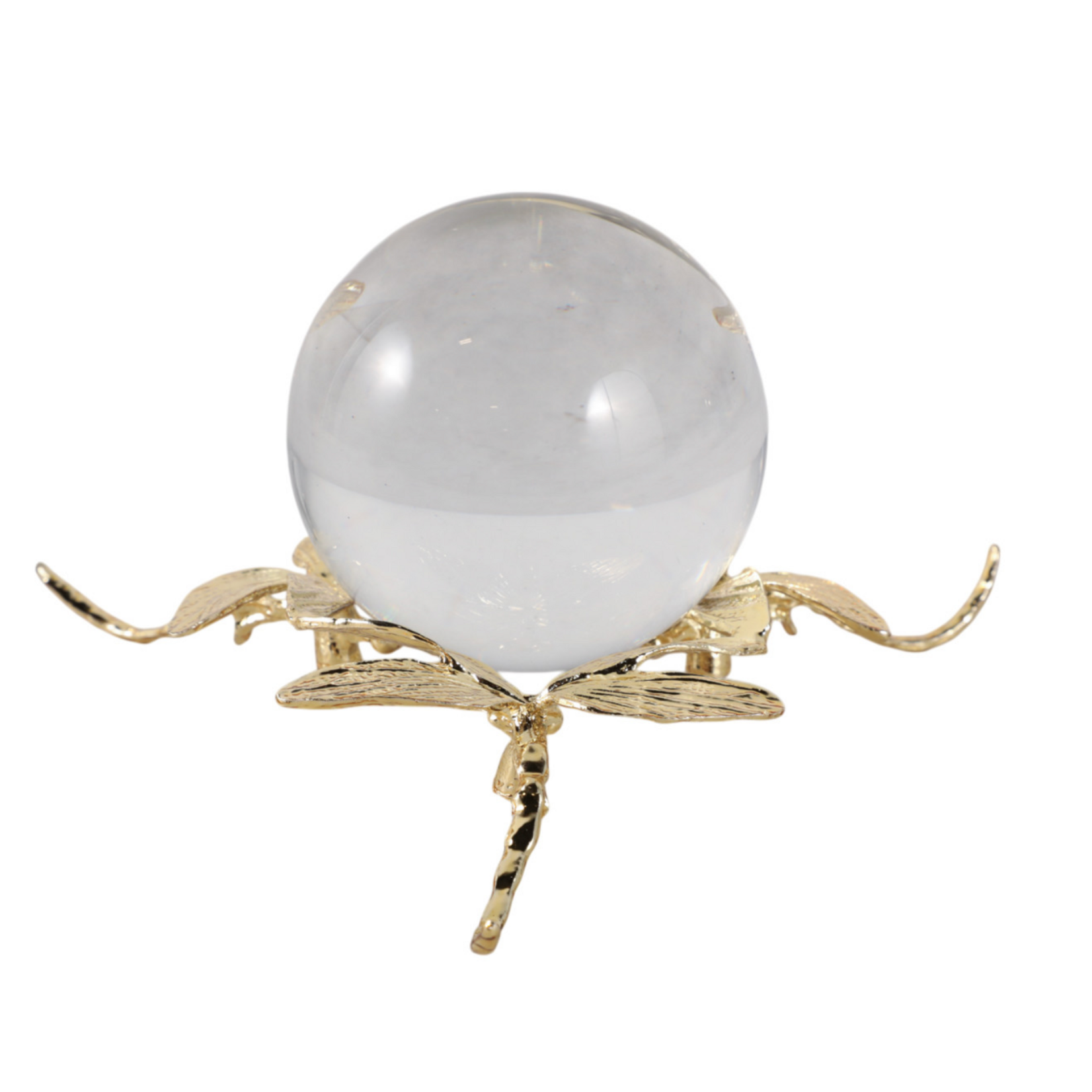 Gold Dragonfly Crystal Ball Paperweight