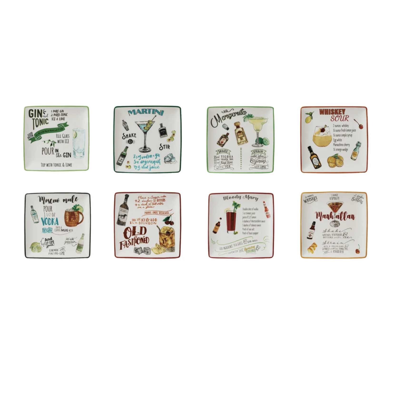Cocktail Recipe Square Dish Assorted