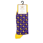 Men's Louisiana Pride Socks Purple/Yellow/White