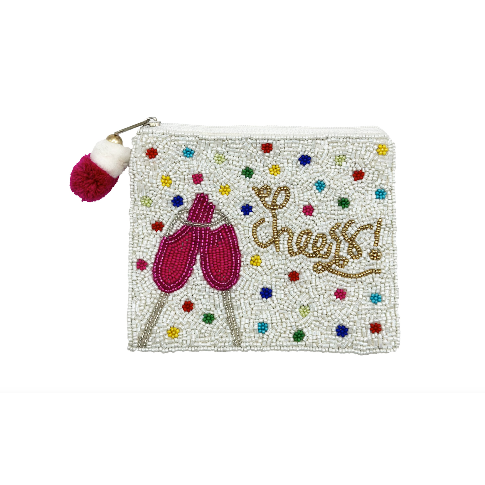 Cheers Multicolor Beaded Coin Pouch