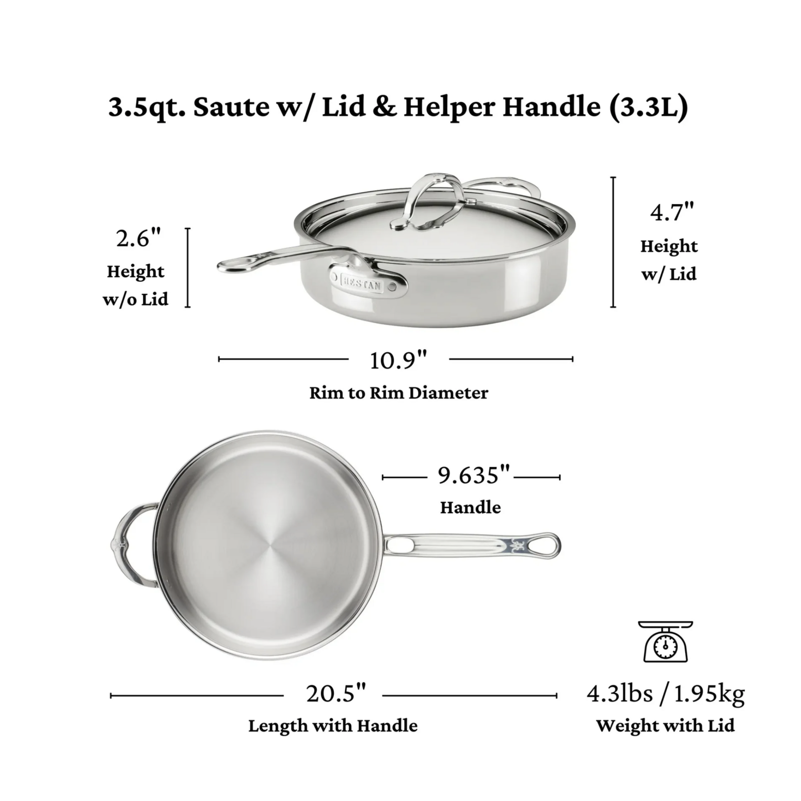 Hestan ProBond LUXE 3.5qt Stainless Steel Saute Pan
