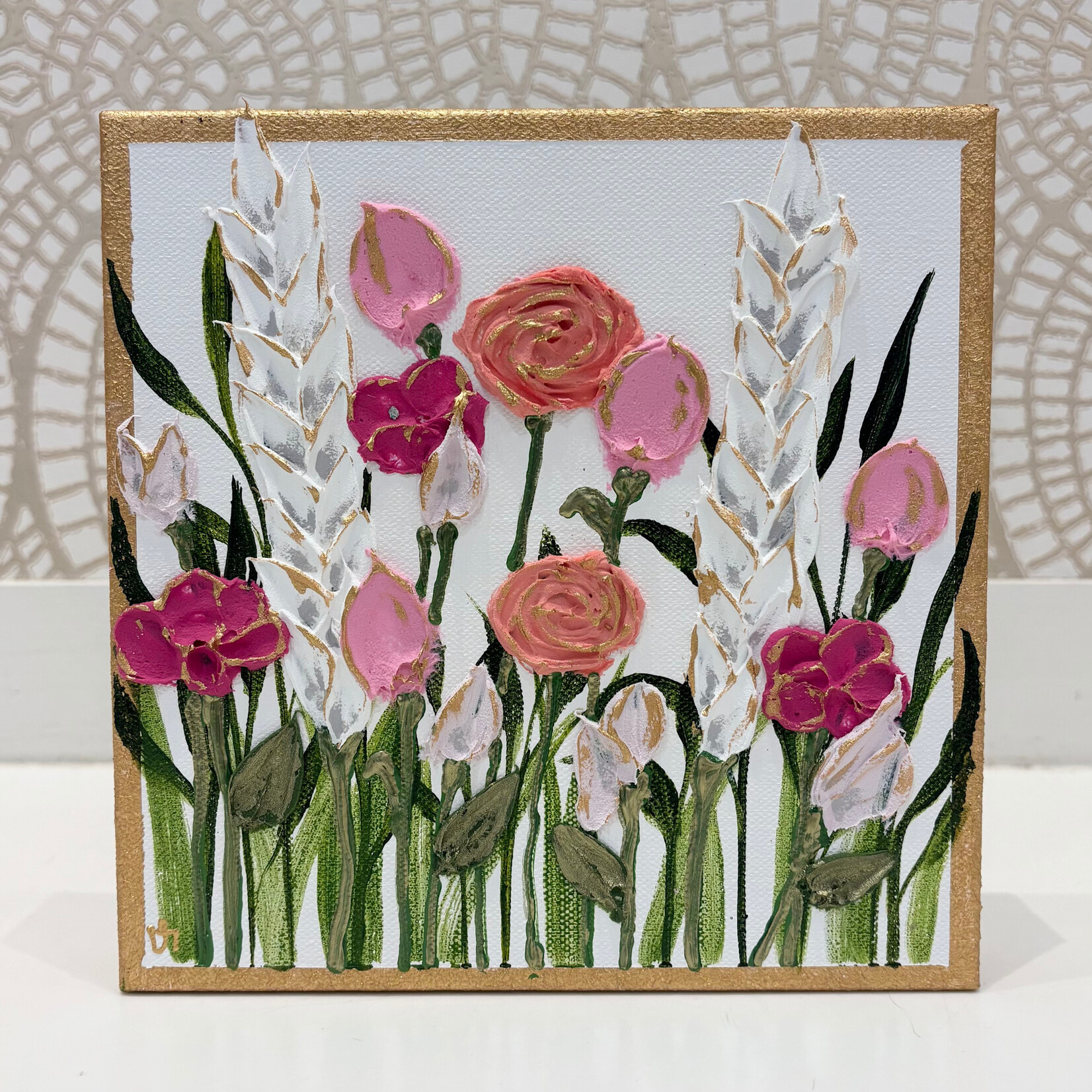 Drifting Gold Edge Flowers 8x8
