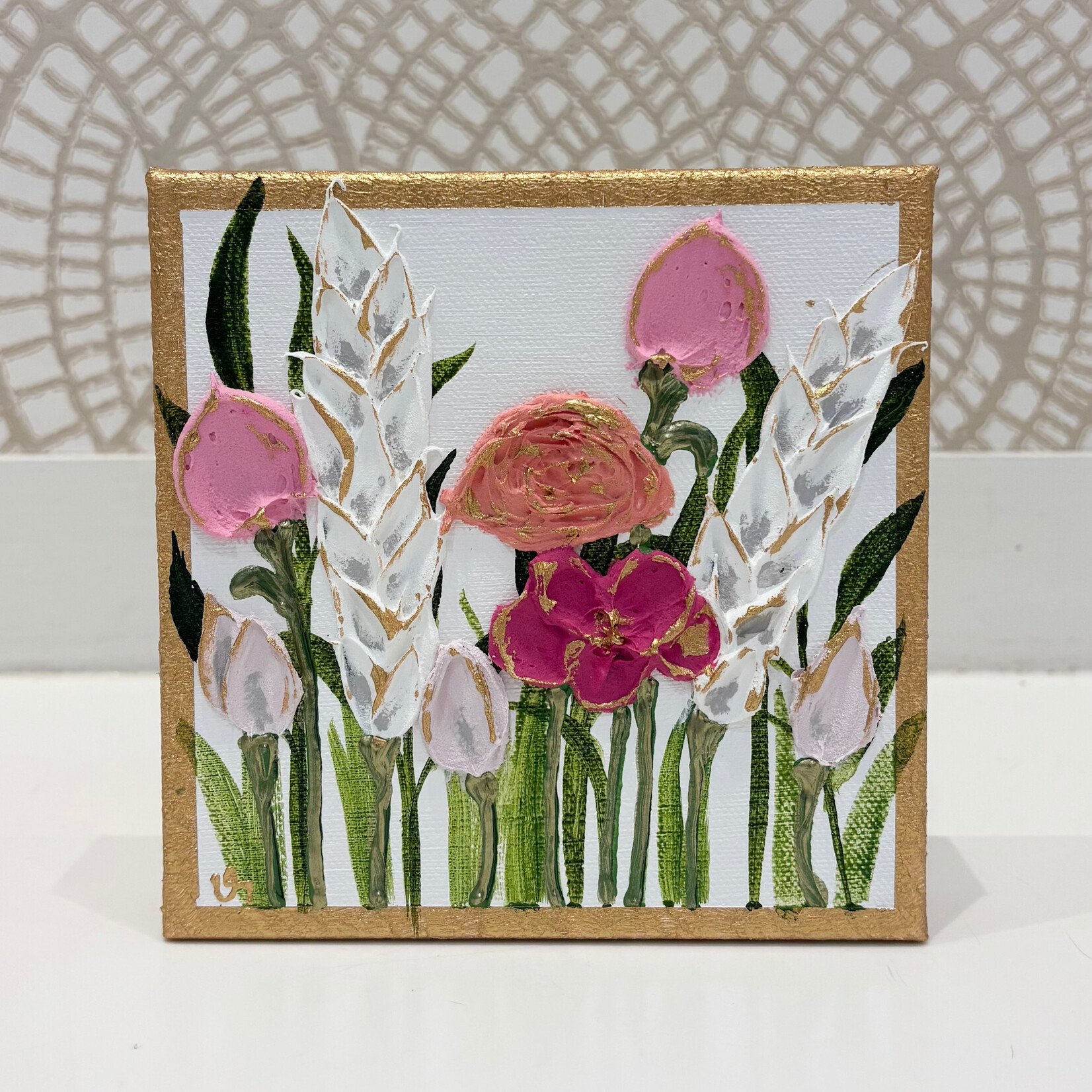 Drifting Gold Edge Flowers 6x6