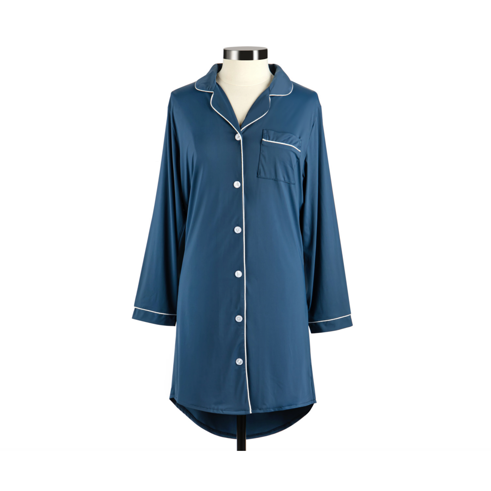 Medium Women's Long Sleeve NAVY Cooling Night Shirt