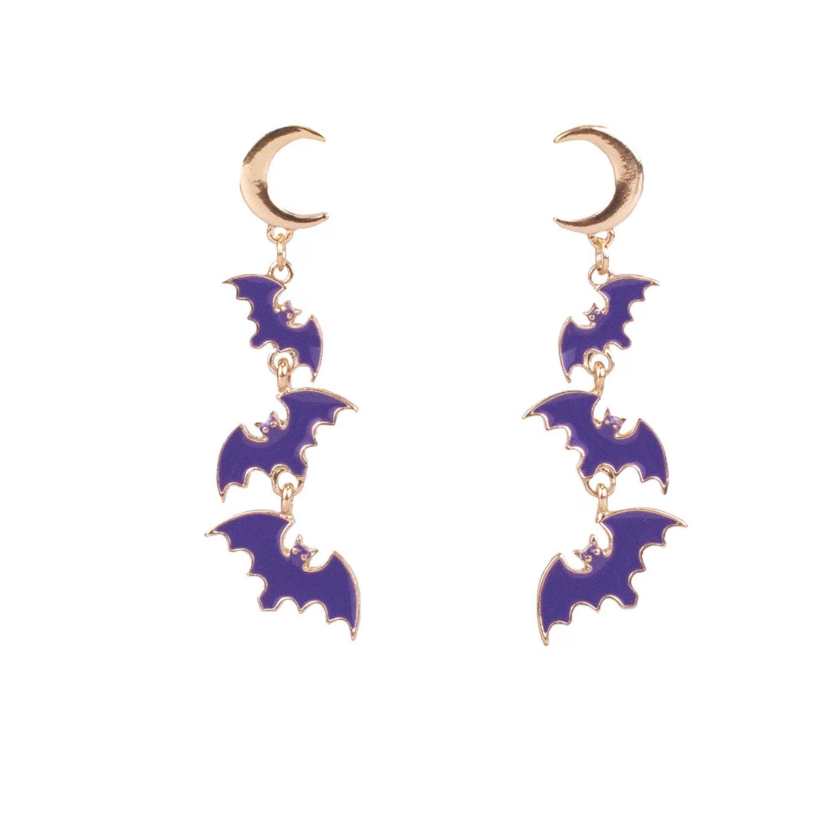 Midnight Bat Earrings PURP/GLD 2.25"