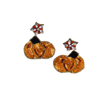 Harvest Pumpkin Beaded Earrings 1.75"
